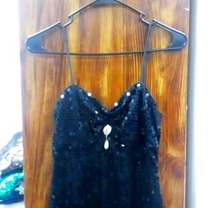 First In Fashion Black Sequences Floor Length Gown Size 7